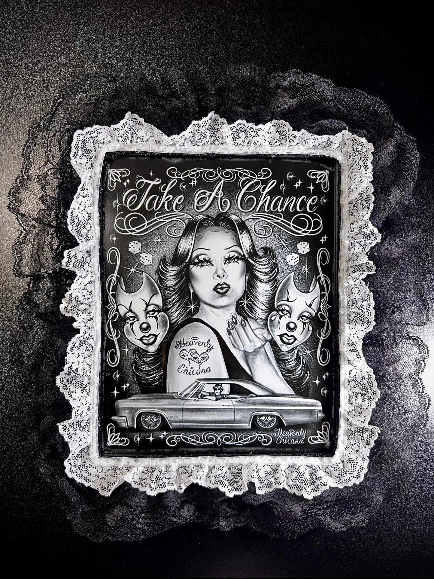 "Take A Chance" Framed Print with Lace
