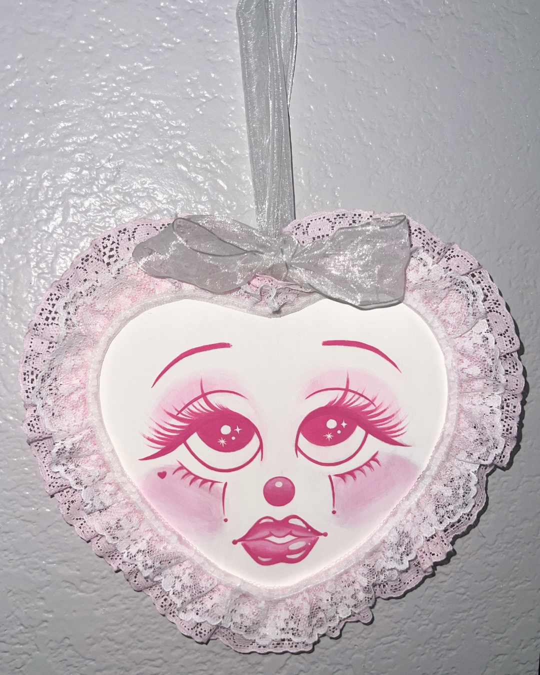 "Lacey Pink Heart" Plaque