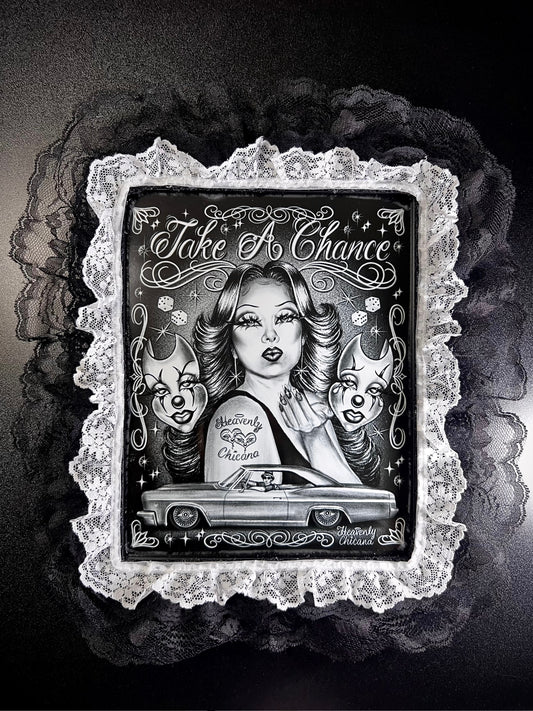 "Take A Chance" Framed Print with Lace