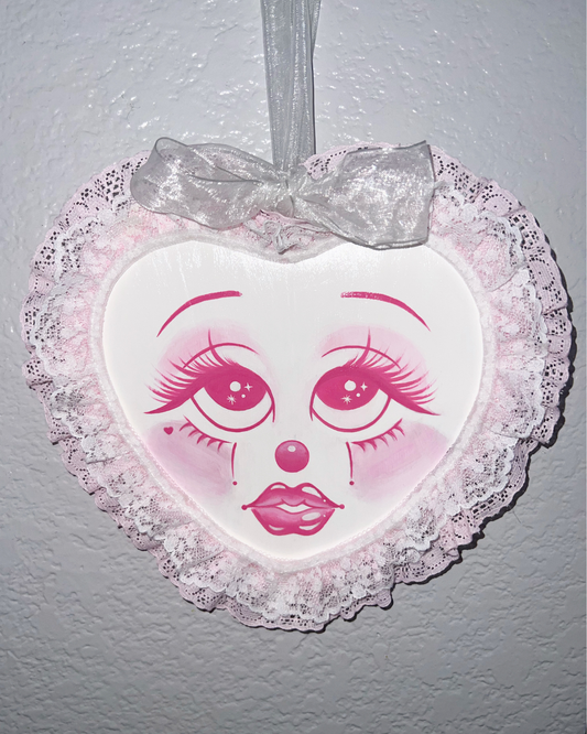 "Lacey Pink Heart" Plaque