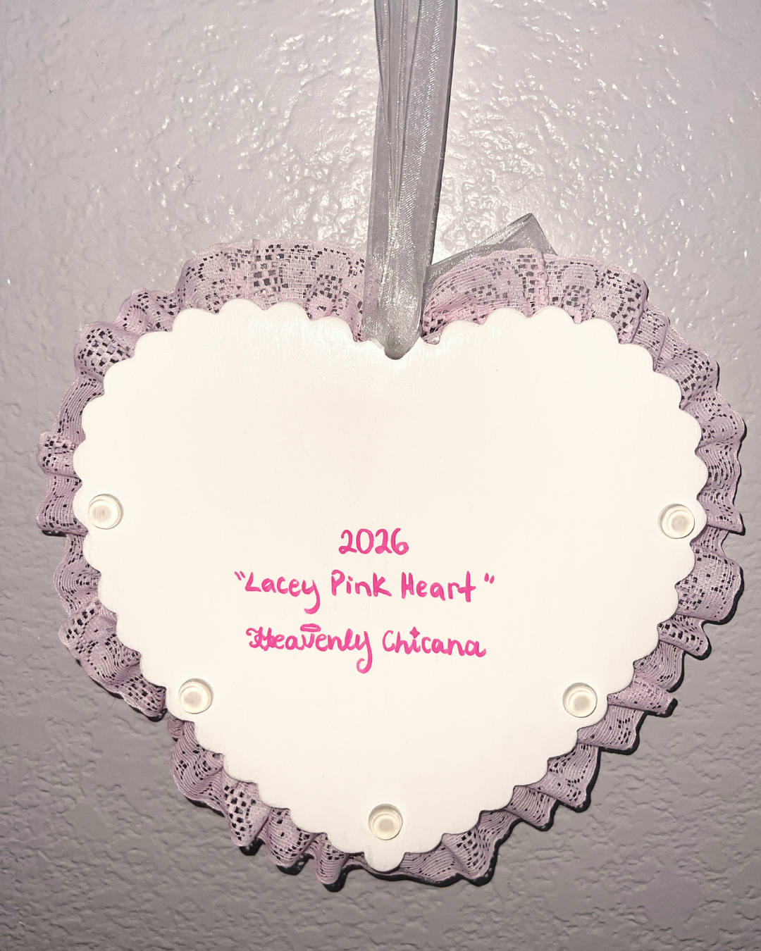 "Lacey Pink Heart" Plaque